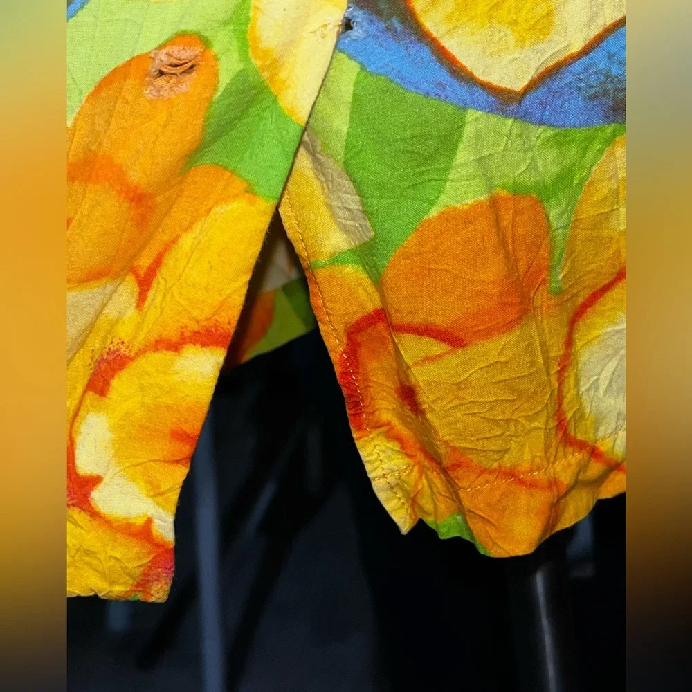 Vintage Jams World Rover dress yellow floral colorful artsy art to wear small